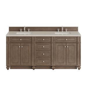 Bristol 72" Double Vanity, Whitewashed Walnut, w/ 3 CM Siberian Silestone Top
