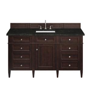 Brittany 60" Single Vanity, Burnished Mahogany, w/ 3 CM Phantome Eclos Top