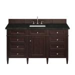 Brittany 60" Single Vanity, Burnished Mahogany, w/ 3 CM Phantome Eclos Top