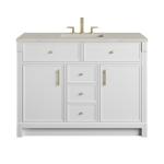 Bellshire 48" Single Vanity, Bright White w/ 3 CM Siberian Silestone Top w/FreePower Wireless Charger