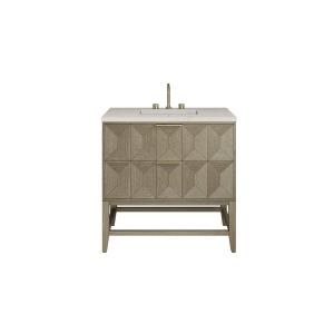 Emmeline 36" Single Vanity, Pebble Oak, w/ 3 CM Siberian Silestone Top