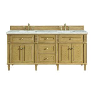 Lorelai 72" Double Vanity, Light Natural Oak w/ 3 CM Victorian Silver Silestone Top w/FreePower Wireless Charger