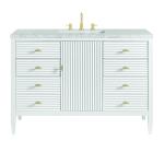 Myrrin 48" Single Vanity, Bright White w/ 3 CM Eternal Jasmine Pearl Silestone Top w/FreePower Wireless Charger