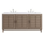 Portland 72IN Double Vanity Whitewashed Walnut w/ 3 CM White Zeus Silestone Top