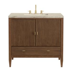 Myrrin 36" Vanity, Mid Century Walnut, w/ 3 CM Tajnar Eclos Top