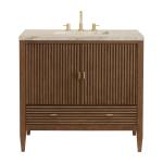 Myrrin 36" Vanity, Mid Century Walnut, w/ 3 CM Tajnar Eclos Top