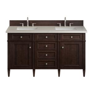 Brittany 60" Double Vanity, Burnished Mahogany, w/ 3 CM Siberian Silestone Top
