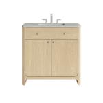 Gracyn 36" Single Vanity, Coastal Driftwood, w/ 3 CM Victorian Silver Quartz Widespread Top