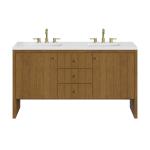 Hudson 60" Double Vanity, Honey Oak w/ 3 CM White Zeus Silestone Top