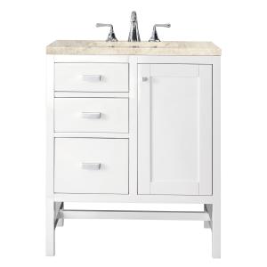 Addison 30" Single Vanity, Glossy White, w/ 3 CM Tajnar Eclos Top