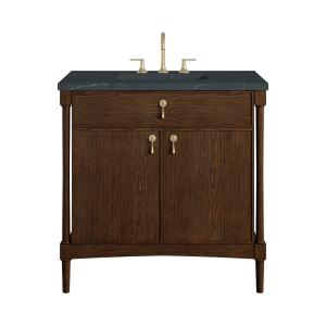 Kinnsden 36" Single Vanity, Sable Oak w/ 3 CM Charcoal Soapstone Silestone Top