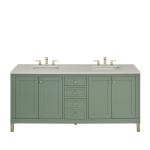 Chicago 72" Double Vanity, Smokey Celadon, w/ 3 CM Siberian Silestone Top