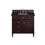 Brittany 36" Single Vanity, Burnished Mahogany, w/ 3 CM Phantome Eclos Top