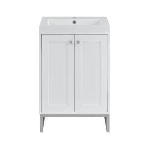 Chianti 24" Single Vanity, Glossy White, Brushed Nickel, w/ White Glossy Composite Stone Top