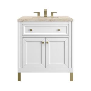 Chicago 30" Single Vanity, Glossy White, w/ 3 CM Tajnar Eclos Top