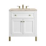 Chicago 30" Single Vanity, Glossy White, w/ 3 CM Tajnar Eclos Top