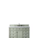 Brittany 48" Single Vanity, Sage Green w/ 3 CM Eternal Jasmine Pearl Silestone Top w/FreePower Wireless Charger