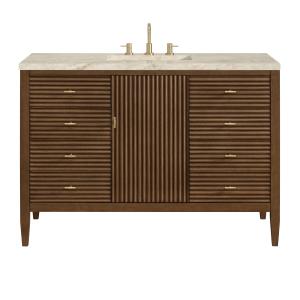 Myrrin 48" Single Vanity, Mid Century Walnut, w/ 3 CM Tajnar Eclos Top