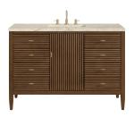 Myrrin 48" Single Vanity, Mid Century Walnut, w/ 3 CM Tajnar Eclos Top w/FreePower Wireless Charger