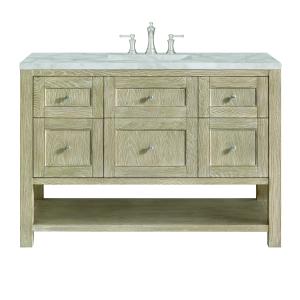 Breckenridge 48" Single Vanity, Whitewashed Oak w/ 3 CM Victorian Silver Silestone Top w/FreePower Wireless Charger