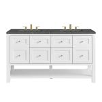 Breckenridge 60" Double Vanity, Bright White, w/ 3 CM Parisien Bleu Quartz Top w/FreePower Wireless Charger