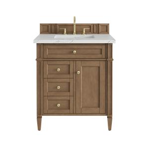 Brittany 30" Single Vanity, Pecan w/ 3 CM Ethereal Noctis Silestone Top
