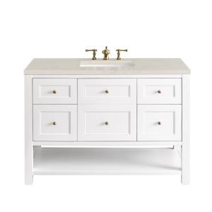 Breckenridge 48" Single Vanity, Bright White, w/ 3 CM Siberian Silestone Top