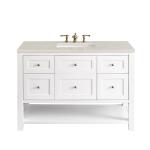 Breckenridge 48" Single Vanity, Bright White, w/ 3 CM Siberian Silestone Top
