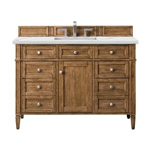 Brittany 48" Single Vanity, Saddle Brown w/ 3 CM Ethereal Noctis Silestone Top w/FreePower Wireless Charger