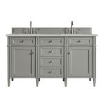 Brittany 60" Double Vanity, Urban Gray, w/ 3 CM Siberian Silestone Top