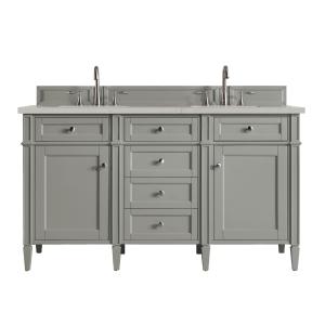 Brittany 60" Double Vanity, Urban Gray, w/ 3 CM Siberian Silestone Top w/FreePower Wireless Charger