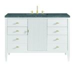 Myrrin 48" Single Vanity, Bright White w/ 3 CM Parisien Bleu Silestone Top w/FreePower Wireless Charger