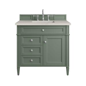 Brittany 36" Single Vanity, Smokey Celadon, w/ 3 CM Siberian Silestone Top