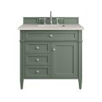 Brittany 36" Single Vanity, Smokey Celadon, w/ 3 CM Siberian Silestone Top