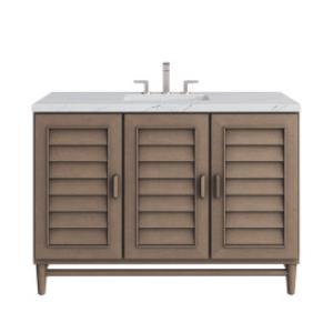 Portland 48IN Single Vanity Whitewashed Walnut w/ 3 CM Ethereal Noctis Silestone Top w/FreePower Wireless Charger