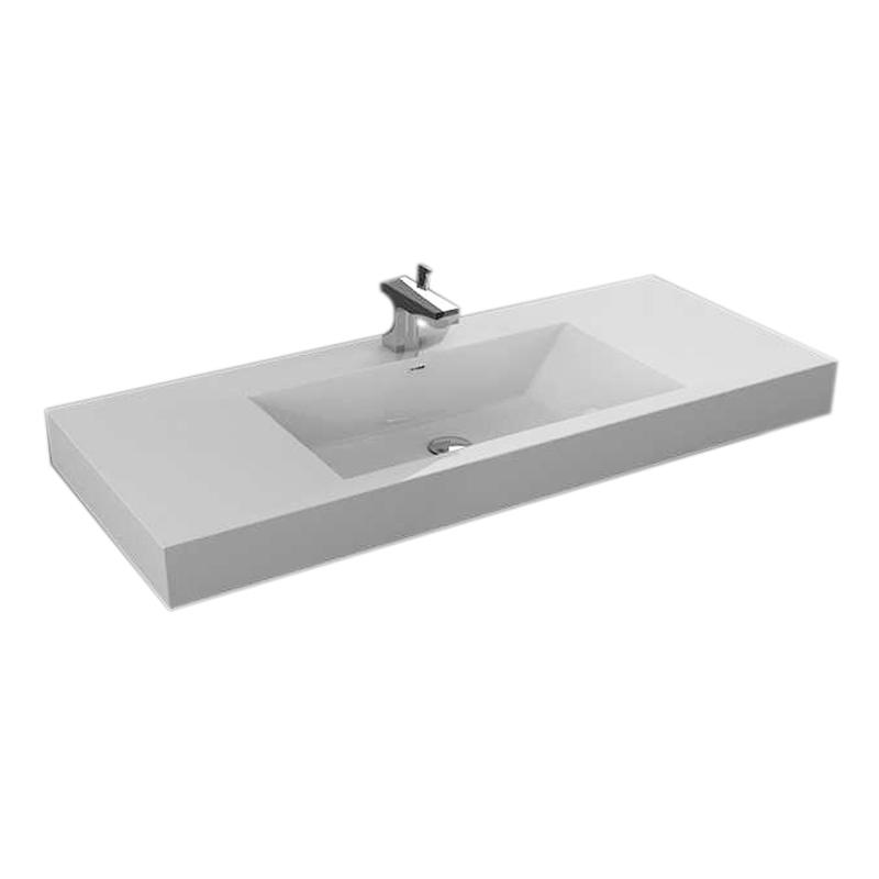 Aquamoon Maya Integrated Countertop White Square Sink