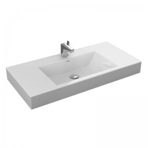 Aquamoon Venice Integrated Countertop White Square Sink