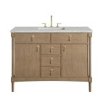 Kinnsden 48" Single Vanity, Weathered Oak w/ 3 CM Ethereal Noctis Silestone Top