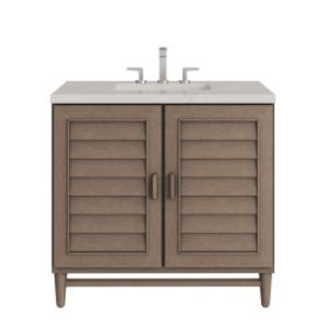 Portland 36IN Single Vanity Whitewashed Walnut w/ 3 CM Siberian Silestone Top