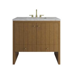 Hudson 36" Single Vanity, Honey Oak w/ 3 CM Victorian Silver Silestone Top