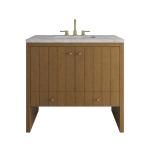 Hudson 36" Single Vanity, Honey Oak w/ 3 CM Victorian Silver Silestone Top