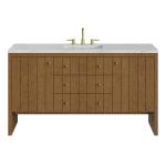 Hudson 60" Single Vanity, Honey Oak w/ 3 CM Ethereal Noctis Silestone Top