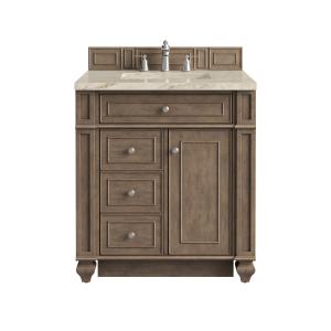 Bristol 30" Single Vanity, Whitewashed Walnut, w/ 3 CM Tajnar Eclos Top