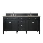 Brittany 72" Double Vanity, Black Onyx, w/ 3 CM Tajnar Eclos Top