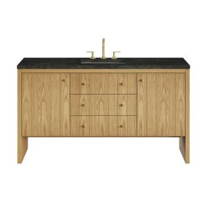 Hudson 60" Single Vanity, Light Natural Oak, w/ 3 CM Phantome Eclos Top