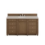 Bristol 60" Single Vanity, Saddle Brown, w/ 3 CM Siberian Silestone Top
