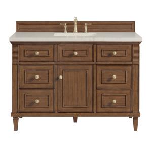 Lorelai 48" Single Vanity, Mid-Century Walnut, w/ 3 CM Siberian Silestone Top w/FreePower Wireless Charger