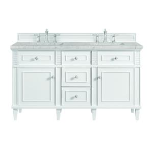 Lorelai 60" Double Vanity, Bright White w/ 3 CM Eternal Jasmine Pearl Silestone Top w/FreePower Wireless Charger
