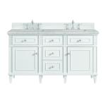 Lorelai 60" Double Vanity, Bright White w/ 3 CM Eternal Jasmine Pearl Silestone Top w/FreePower Wireless Charger