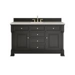 Brookfield 60" Single Vanity, Black Onyx, w/ 3 CM Siberian Silestone Top